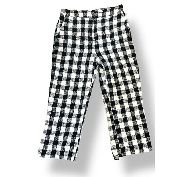 Zara Women’s Gingham Checkered Wide Leg Pants High Waist Size Medium Office - Picture 1 of 16